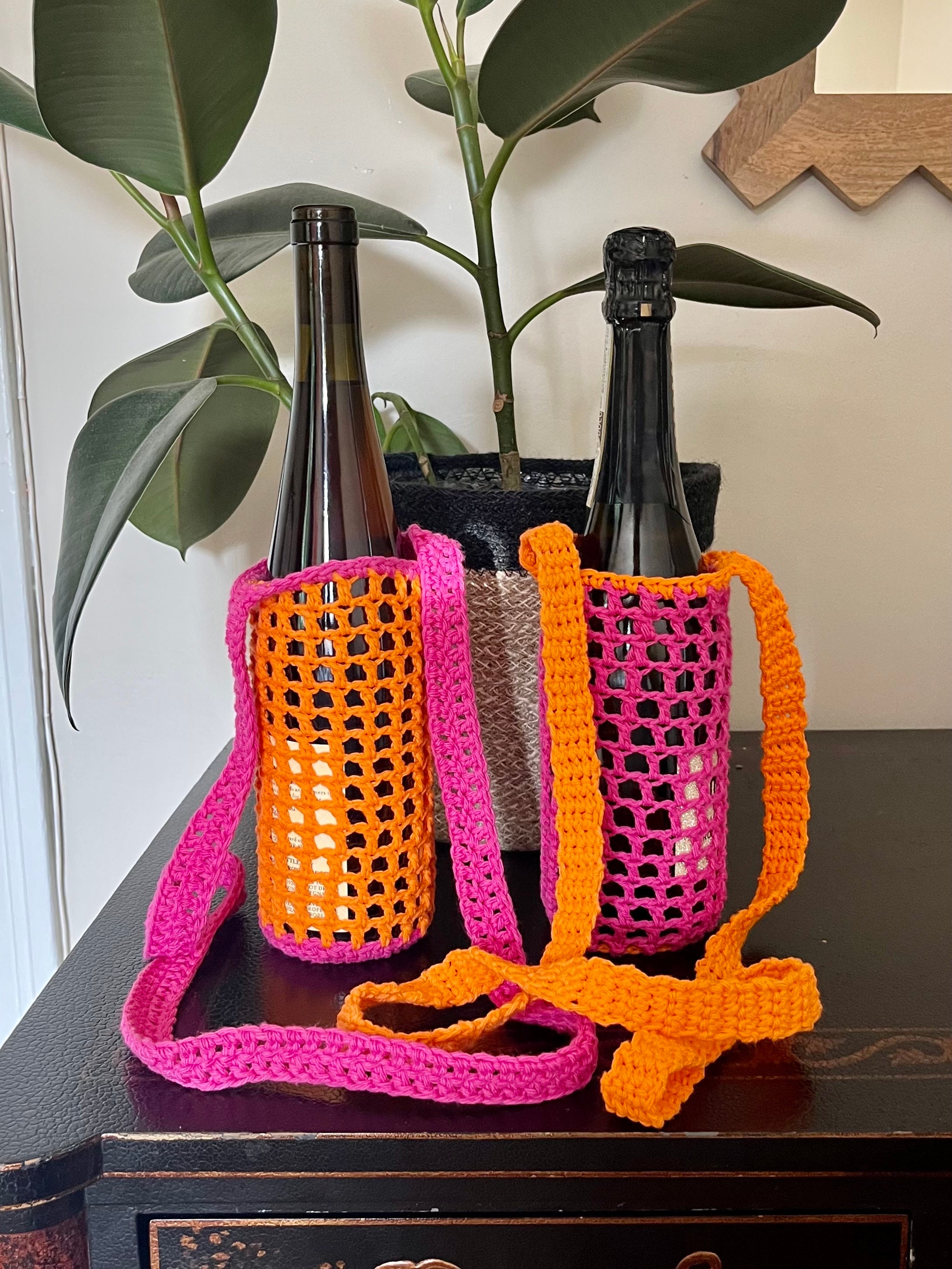 Crochet Wine or Water Bottle Holder - Etsy