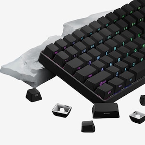 136 Keycaps Set Side Printed PBT Custom Keycaps Gradient Black Double Shot Shine Through Keycaps OEM Profile Gateron MX Switches Keyboard