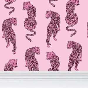 Pink Leopard Cheetah Moody Maximalist Wallpaper Peel and Stick High Quality Premium Printed Wallpaper