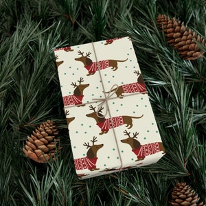 Carta da regalo ecologica, simpatico cane bassotto, carta da regalo natalizia, carta da regalo per le feste, carta da regalo con simpatico cane