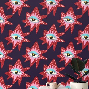 Evil Eye Funky Wallpaper Peel and Stick Traditional Maximalist Home Decor