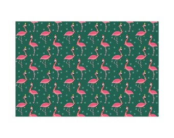 Eco Friendly Gift Wrap Papers, Pink flamingo, Christmas Gift Wrap, Holiday Wrapping Paper, Tropical Christmas Gift Wrap
