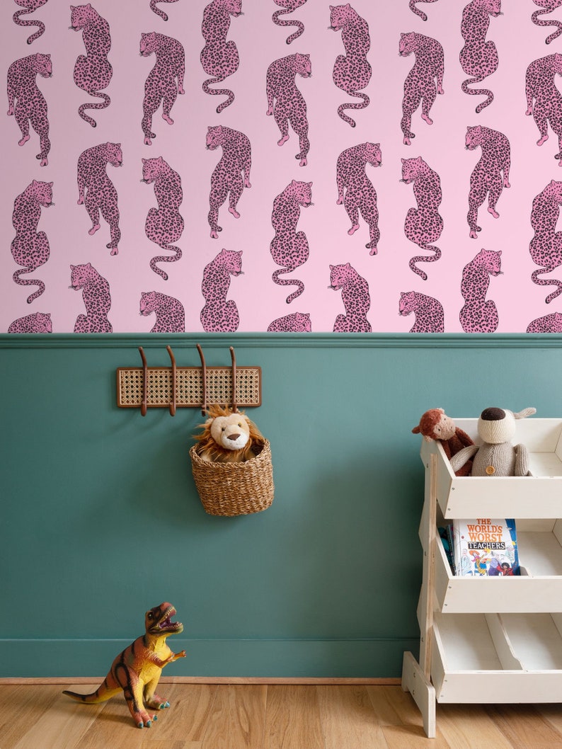 Pink Leopard Cheetah Moody Maximalist Wallpaper Peel and Stick High