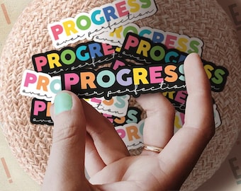 Progress Over Perfection Sticker, Mental Health Vinyl Label, Motivational Sticker, SPED Teacher decal, Behavioral Health, Therapist Sticker
