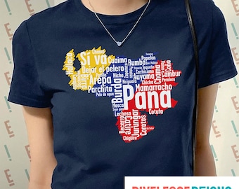 Venezuelan Culture PNG, Tricolor Map & Iconic Words, Hispanic Heritage Month Design for T-Shirts, Mugs and More