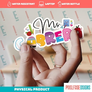 Personalized Teacher Name Sticker, Custom Teacher Sticker, Teacher Laptop Sticker, Water Bottle Teacher Sticker, Teacher Appreciation Gift