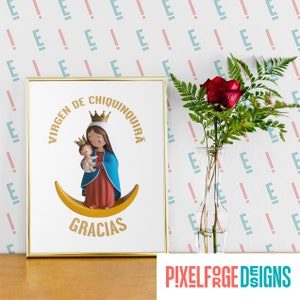 Virgen de Chiquinquira Gracias 3D, PNG 300 DPI, Virgen de la Chinita, Patrona de los Zulianos, Descarga instantánea para marcos, pines y más