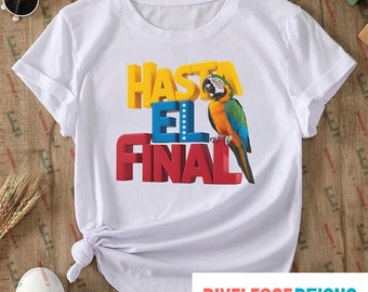 Hasta el Final PNG | Venezuelan Freedom Design, Macaw & Seven-Star Flag, Download for T-Shirts, Mugs, Tote Bags