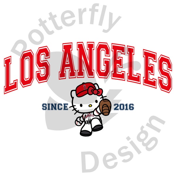 Kawaii Baseball Kitty in PNG 300 DPI format for Cricut, Cameo, or printing.