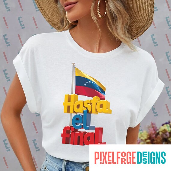 Venezuelan Pride 'Hasta el Final' Digital PNG, Waving Flag and 7 Stars, Printable for T-Shirts, Mugs, and More