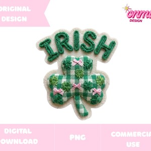 St. Patrick’s Day Irish Shamrock PNG, Patricks Day Lucky Png, Faux Yarn Patricks Day Png, Latch Hook Yarn Lucky, Coquette Sublimation.