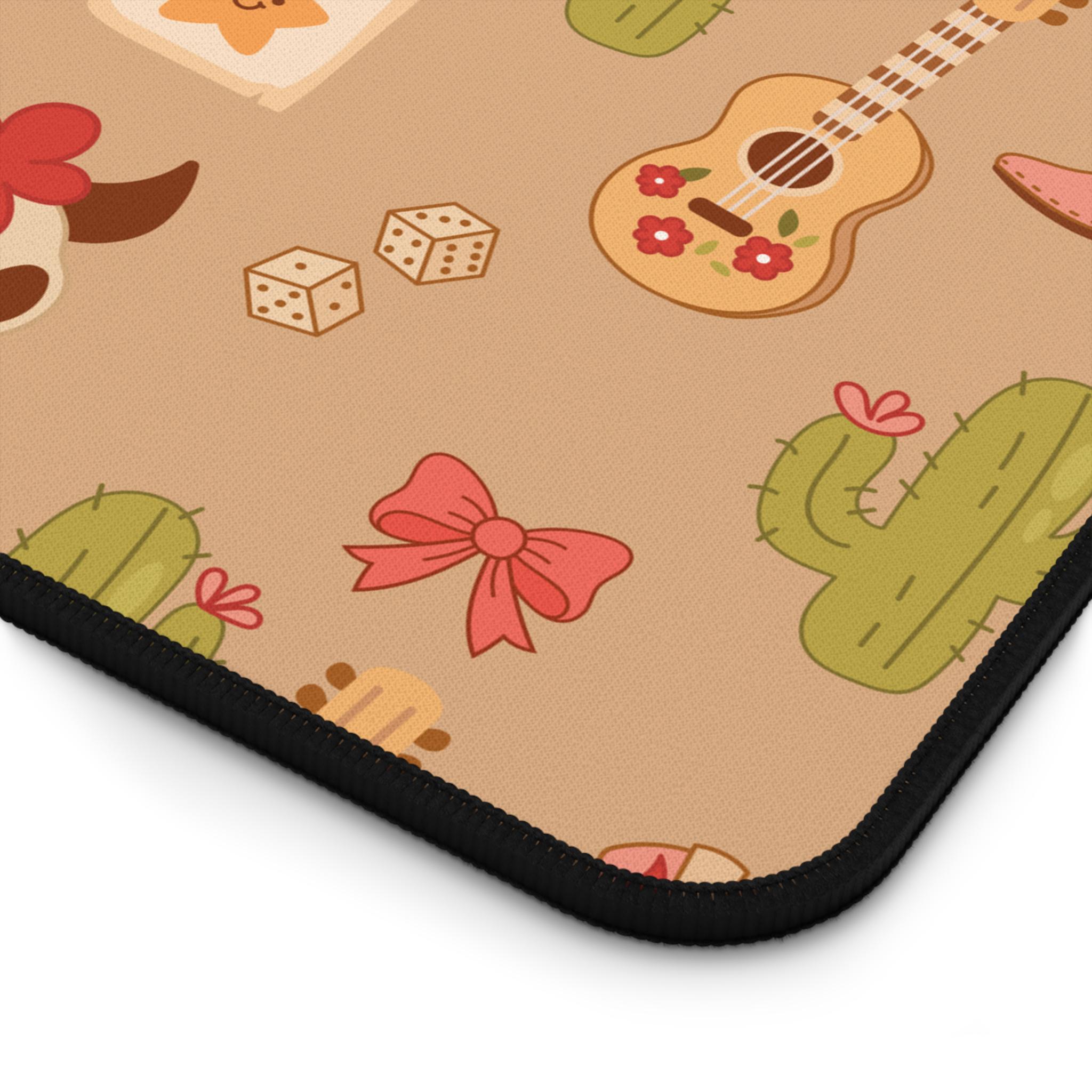 Retro Western Coquette Desk Mat - Cute Cowboy Pattern Large Gaming ...
