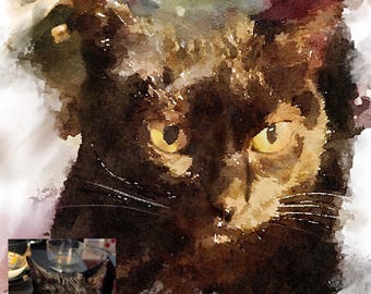 Pet Portrait From Photo, Custom Watercolor Art, Made to Order Dog & Cat Painting, Family Pet Illustration, Customized
