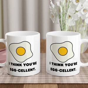 I Think You&#39;re Egg-Cellent, Breakfast Mug, Funny Friendship Gift, Egg Puns, Cute Gifts For Boyfriend, Encouraging Mugs,Kawaii Style Mug