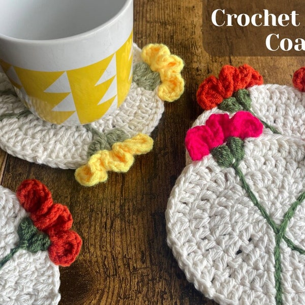 Crochet 3D Flower Coasters Pattern