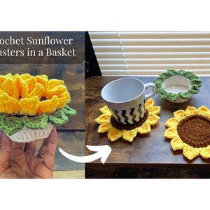 Crochet Sunflower Coasters in a Basket Pattern