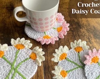 Crochet 3D Daisy Coasters Pattern