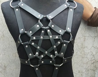 Multi Strap Female Genuine Leather Harness Elegant Female Breast Harness