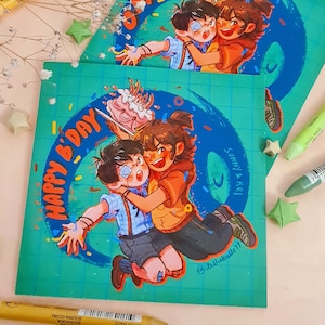 Sunny & Kel OMORI-wenskaartprint (aanpasbare tekstwenskaartprint)