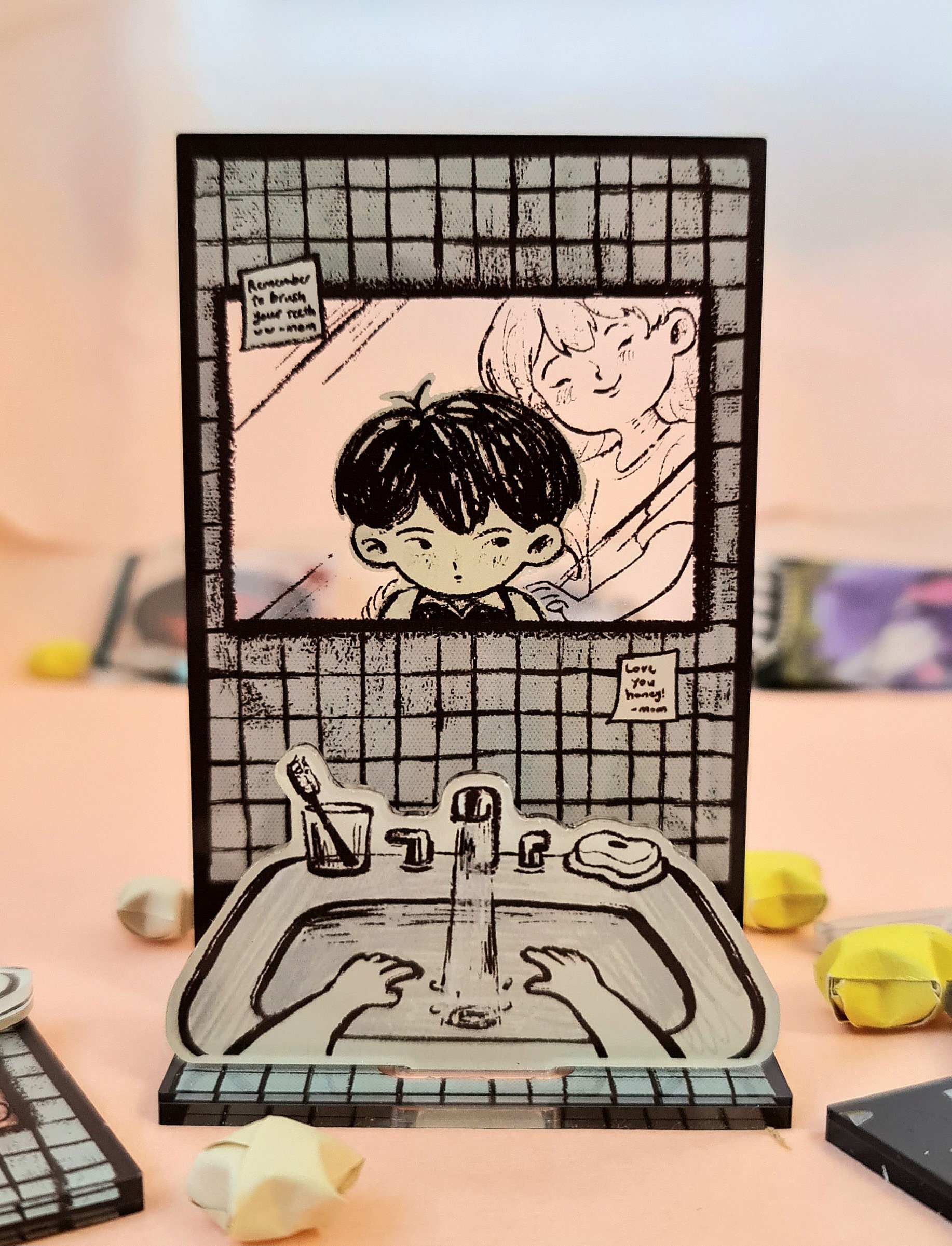 その他 OMORI Mirror Acrylic Stand Bathroom Mirror (OMORI Acrylic Standee) - Etsy