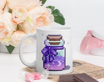 Taza de café Moon Magic Pixel Potion, taza blanca, 11 oz, 15 oz, taza Witchy, regalos Witchy, perfecto para regalo para él o ella, regalo de jugador