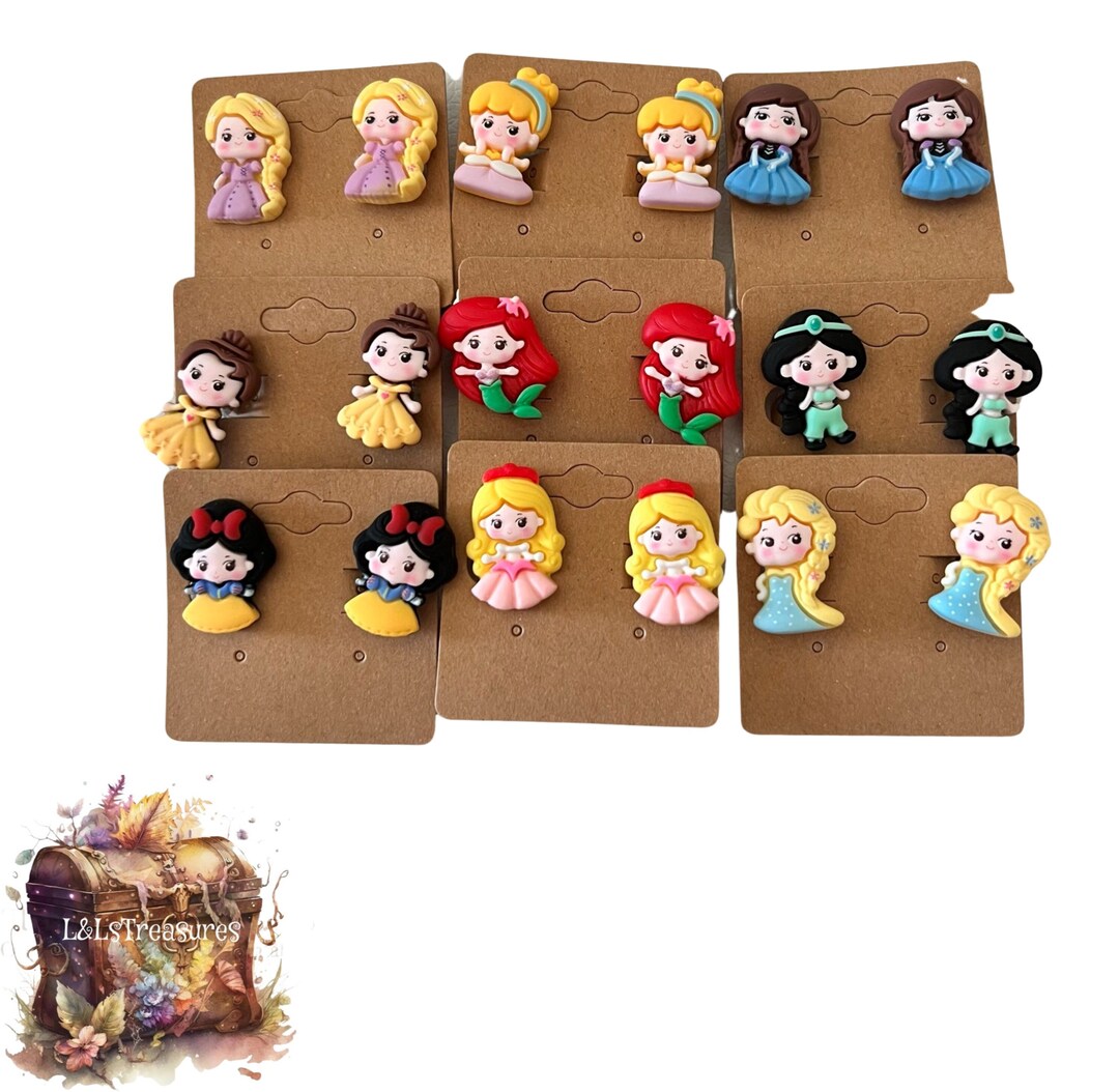 Set of 9 Princess Clipon Earrings Dress up Accessory Princess Earrings