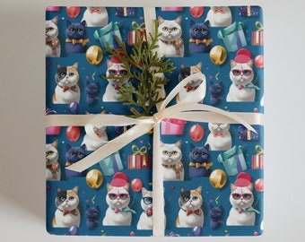 Exotic Shorthair Cats Birthday Gift Wrapping Paper Design (4) | 3 Sheets