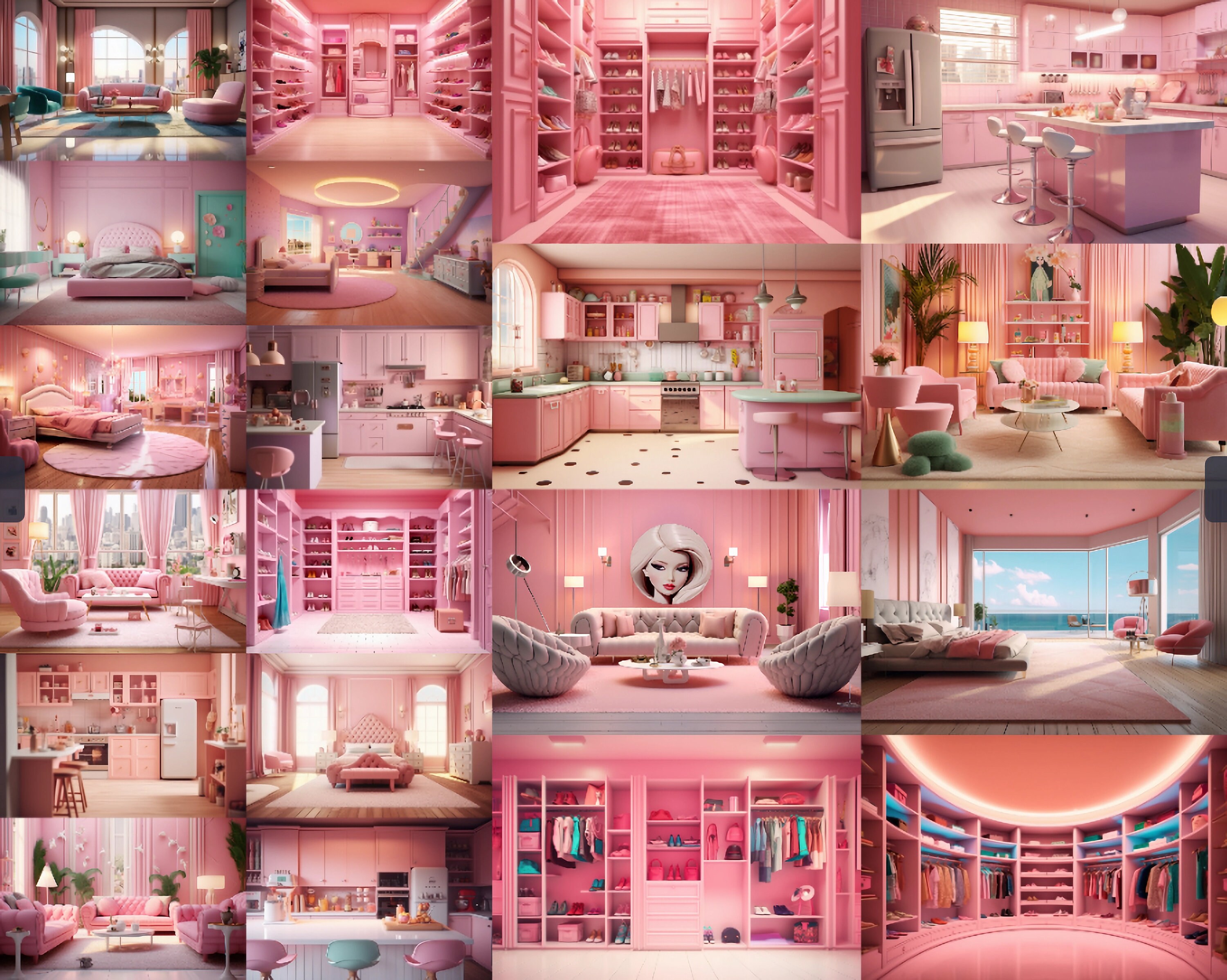 20 BARBIE Inspired Dream House Digital Backgrounds Modern and LUXURIOUS