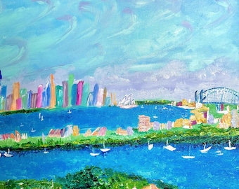Sydney Harbor 20x24 canvas print on wood frame