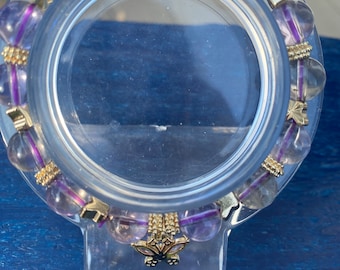 Lavender Haze! Beautiful ametrine bracelet with gold colored metal and charm. Enhances concentration for work and studying.