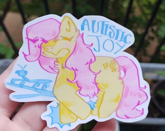 Autistic Joy Fluttershy Sticker: Original Art MLP Vinyl Decal