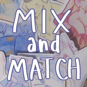 Conjunto MIX and MATCH de 5 adesivos de sua escolha! adesivos de vinil recortados com impressões de arte originais