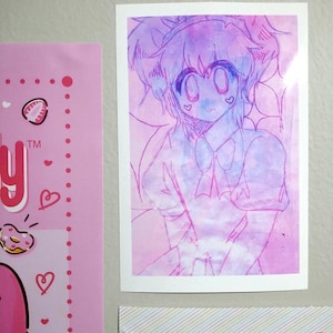 pink magical girl art print, madoka fanart print, madoka magica poster