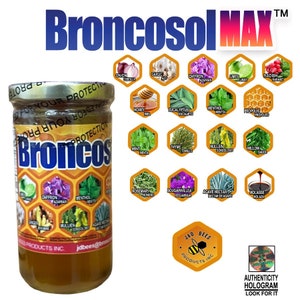 BRONCOSOL MAX - honey Syrup with Zaffon, Eucalyptus, Limes, Ginger, Garlic, Onion, Radish, Mint and more Extracts, 12oz