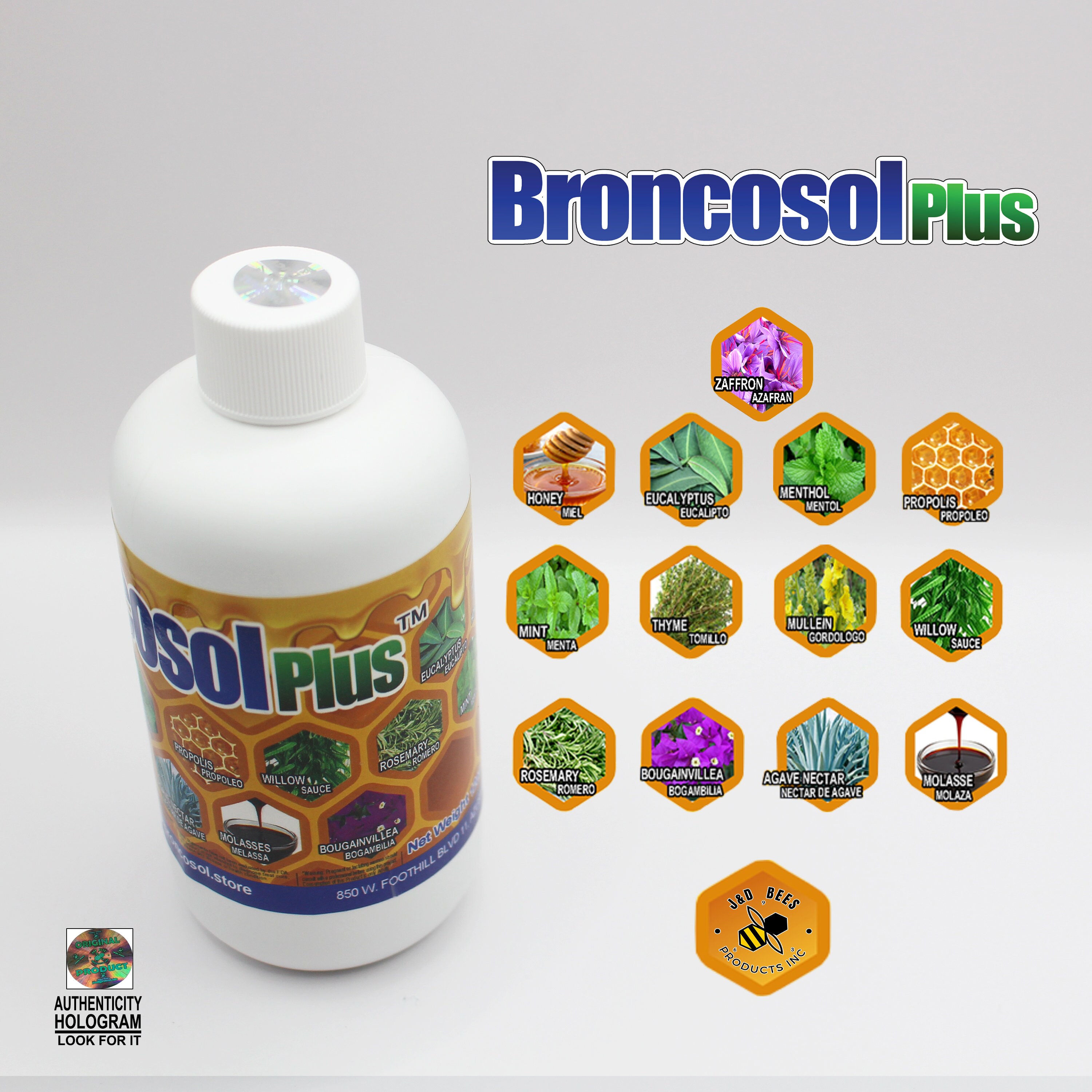BRONCOSOL PLUS - Honey Syrup With Zaffron, Eucalyptus, Mint and More ...