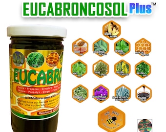 EUCABRONCOSOL PLUS - honey Syrup with Ginger, Zaffron, Eucalyptus, Mint and more Extracts, 12oz