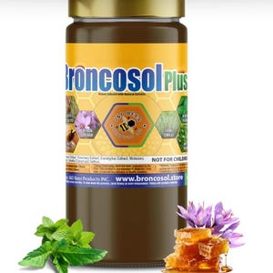 BRONCOSOL PLUS - honey with Saffron, Eucalyptus, Mint and more Extracts, 12oz