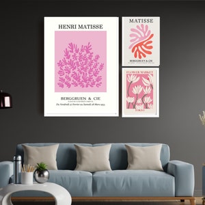 Henri Matisse Set of 3 wall art, Gallery Wall Set, Pink Matisse Print Set, Matisse Posters, Matisse Exhibition Poster, Matisse Prints