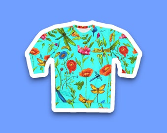Blue Flower Butterly Sweatshirt
