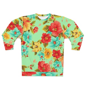 Lime Green Floral  Sweatshirt
