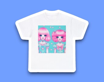 Pastel blue and pink Lolita girls Tee