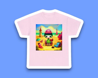 Camiseta de playa pop surrealista