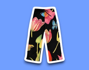 Women's Black Floral Pajama Pants