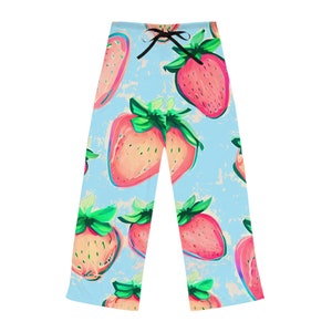 Blue Vintage Strawberry Pajama Pants (women&#39;s)