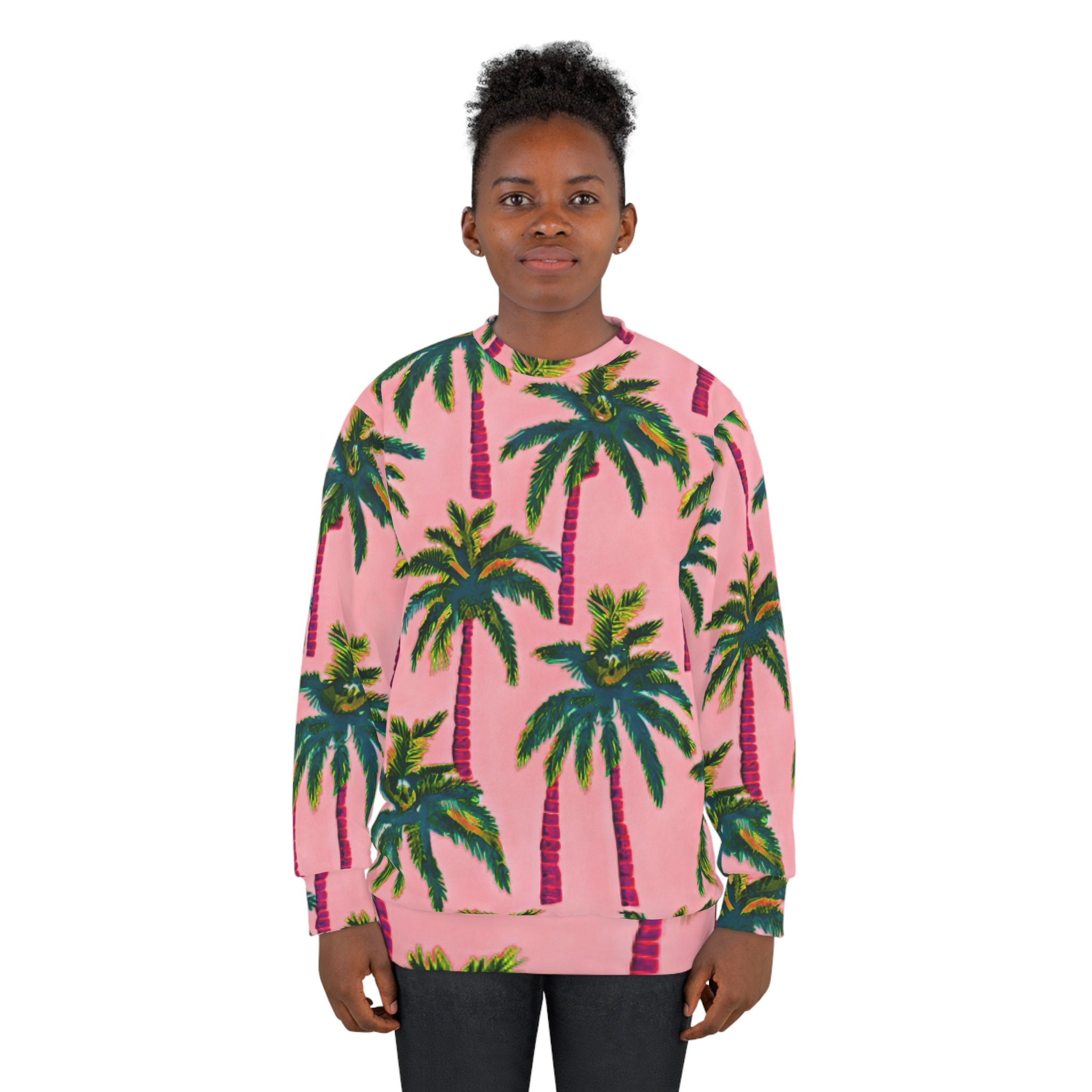 Pink Palm Tree Sweatshirt - Etsy