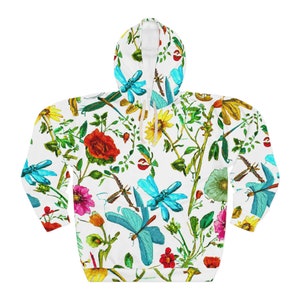 White Butterfly and Flowers Hoodie