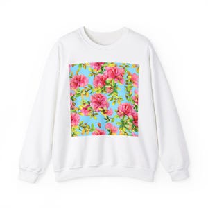 Pink and Turquoise Rose Sweatshirt