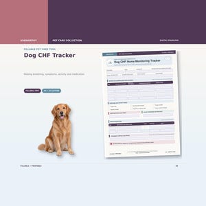 Dog CHF Breathing Tracker, Heart Care and Resting Respiration Log, Fillable PDF