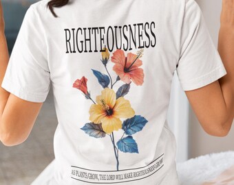 Hibiscus Flowers Unisex Tee, God&#39;s Creations T-Shirt,Nature-Inspired Gift, Casual Christian Top, Tropical Graphic Tee Shirt,  Spiritual Gift