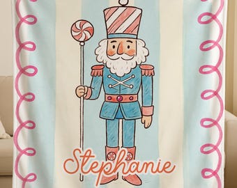 Personalized Nutcracker Christmas Blanket, Custom Holiday Throw